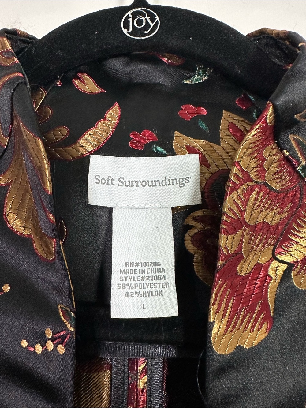Soft Surroundings Moon Dynasty Floral Embroidered Satin Jacket - Picture 6 of 7